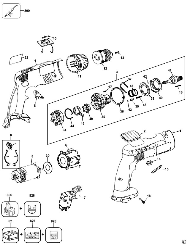 DeWalt DW976 Type 1 Cordless Drill Spare Parts DW976