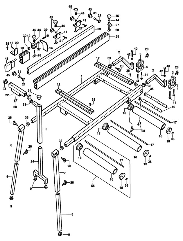 DeWalt DE3497 Type 1 Roller Table Spare Parts DE3497