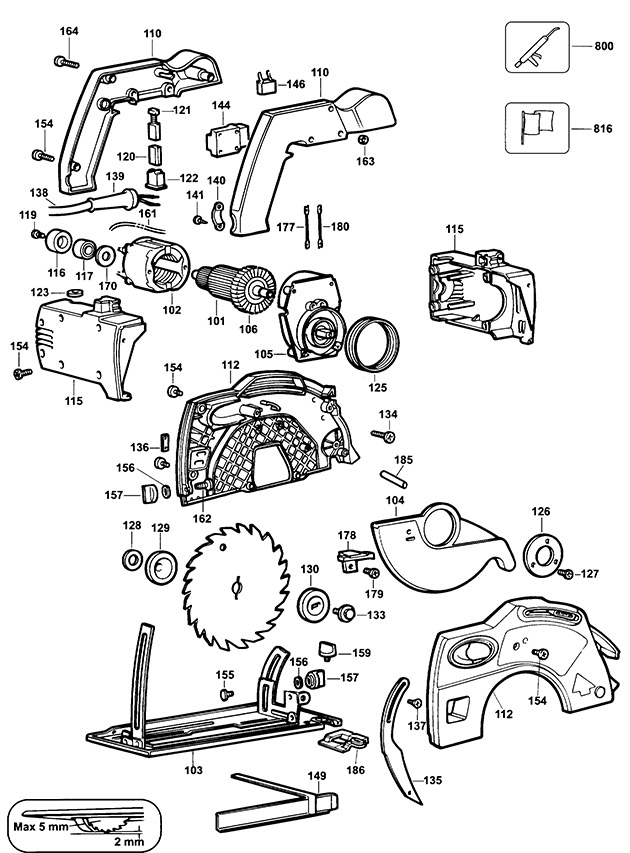 Black & Decker KS846N Type 1 Circular Saw Spare Parts KS846N