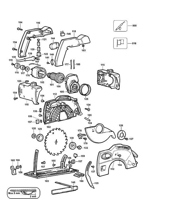 Black & Decker KS855N Type 1 Circular Saw Spare Parts KS855N