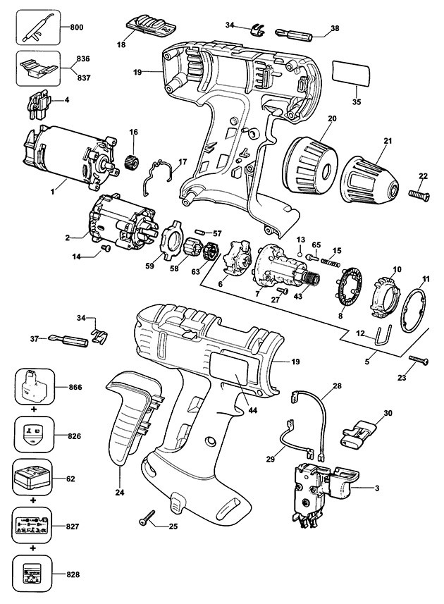Elu BSA52K Type 3 Cordless Drill Spare Parts BSA52K
