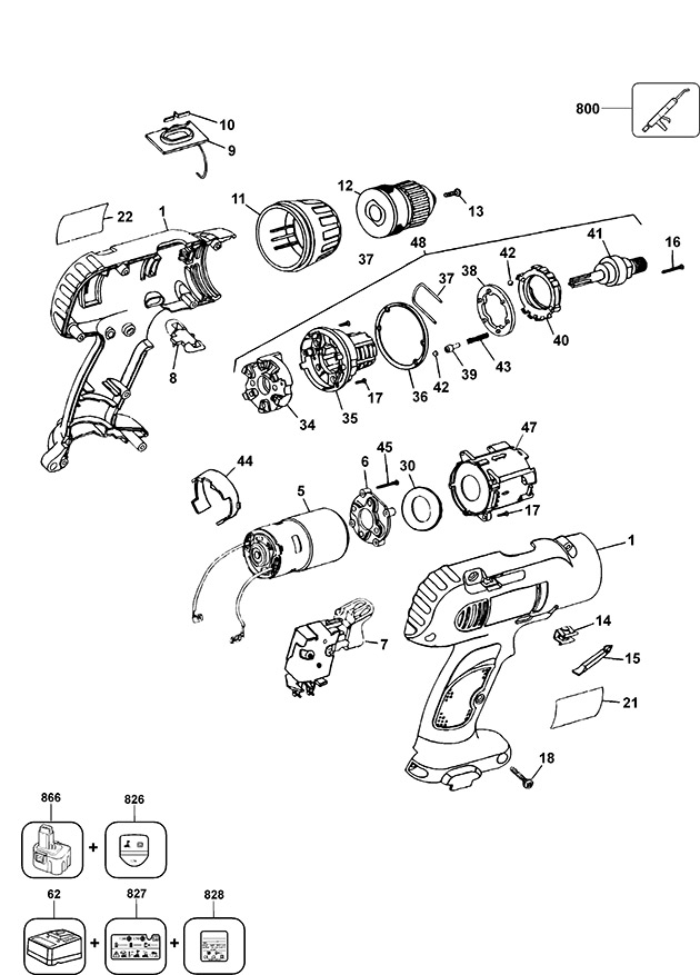 Elu BSA73K Type 1 Cordless Drill Spare Parts BSA73K