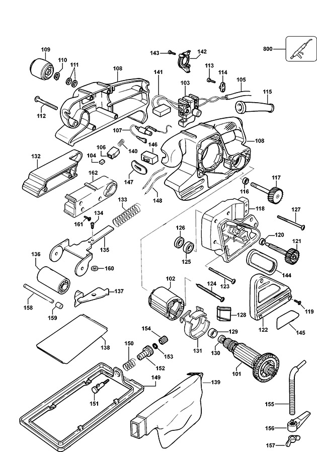 Black & Decker KA85EK Type 1 Belt Sander Spare Parts KA85EK