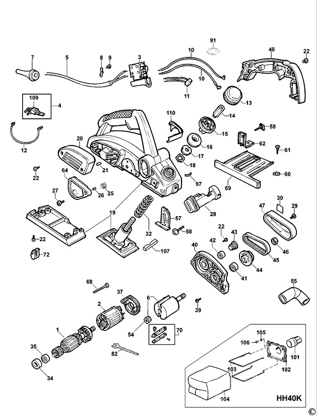Elu HH40 Type 2 Planer Spare Parts HH40