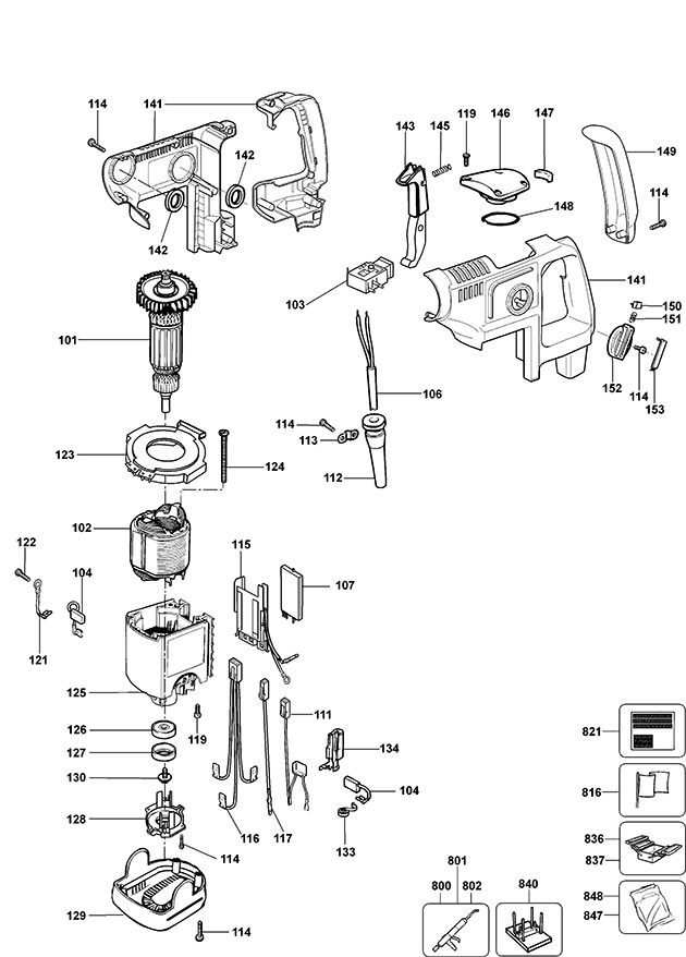 Elu BH32EK Type 1 Rotary Hammer Spare Parts BH32EK