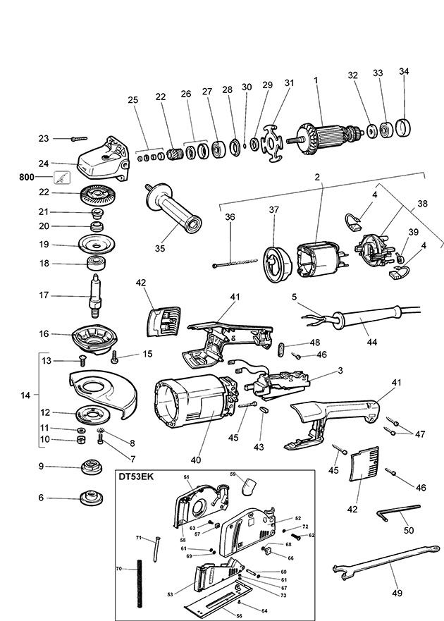 Elu DT53E Type 2 Angle Grinder Spare Parts DT53E