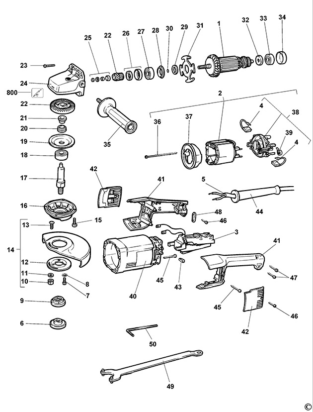 Elu WS52E Type 2 - 3 Angle Grinder Spare Parts WS52E