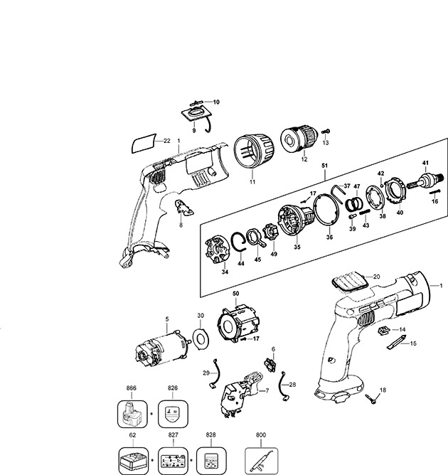 DeWalt DW996K Type 4 Cordless Drill Spare Parts DW996K