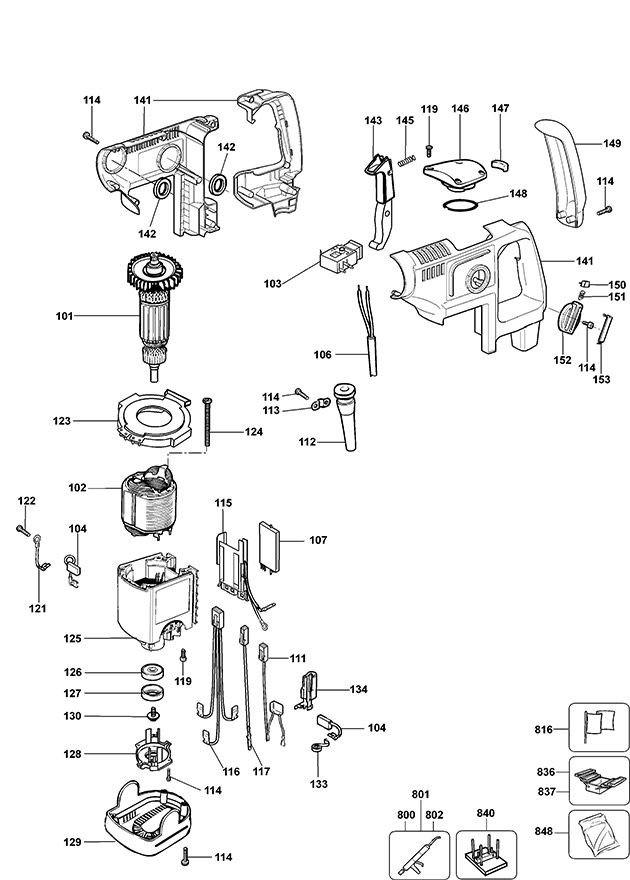 Elu BH35EK Type 1 Rotary Hammer Spare Parts BH35EK