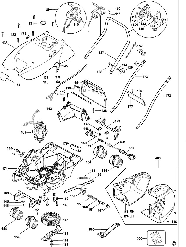 Black & Decker GF1438 Type 2 Rotary Mower Spare Parts GF1438