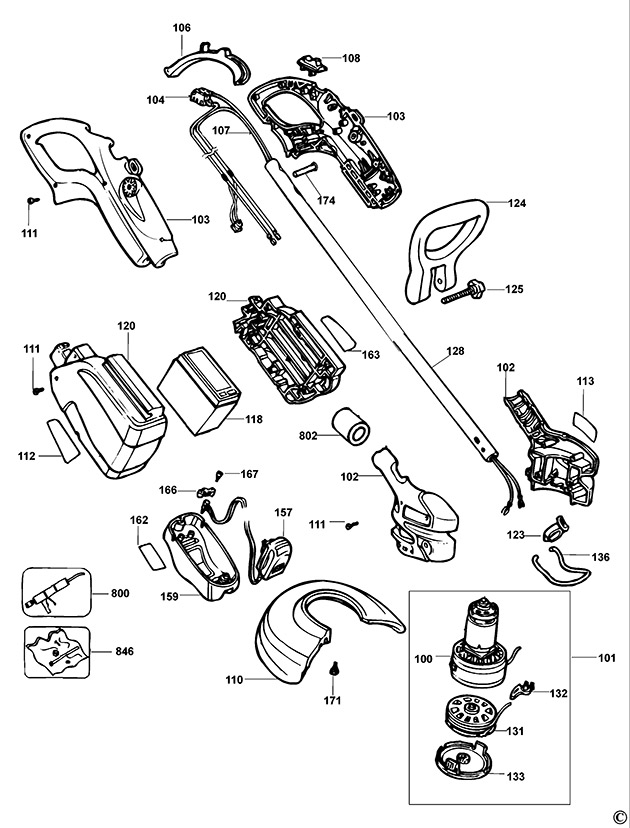 Black & Decker GLC120 Type 3 Cordless String Trimmer Spare Parts GLC120