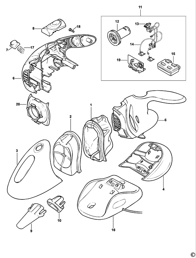 Black & Decker V3610P Type H1 Dustbuster Spare Parts V3610P