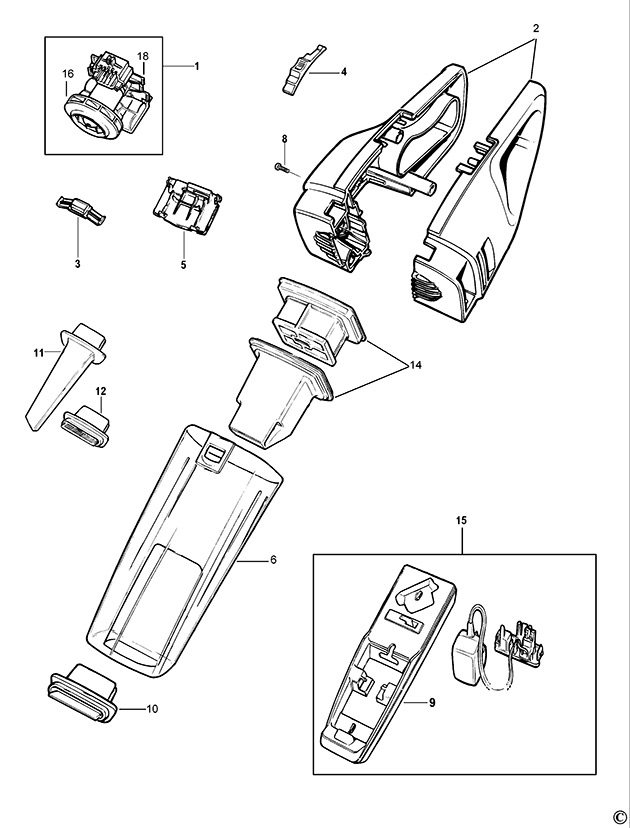 Black & Decker HC435-----D Type 3 Dustbuster Spare Parts HC435-----D