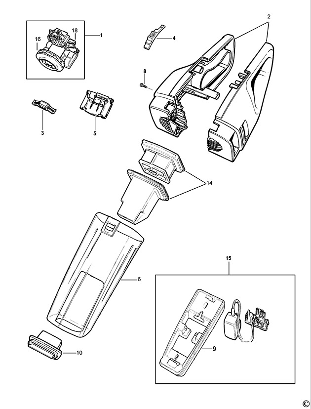 Black & Decker HC425-----D Type 3 Dustbuster Spare Parts HC425-----D