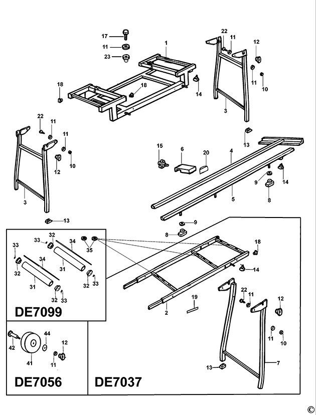 DeWalt DE7075 Type 4 Extension Table Spare Parts DE7075