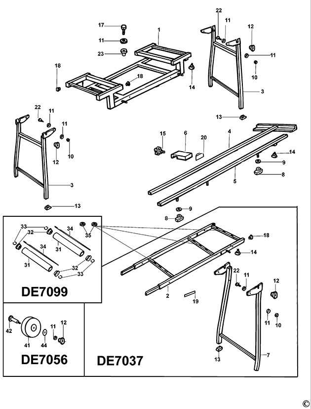DeWalt DE7049 Type 4 Extension Table Spare Parts DE7049