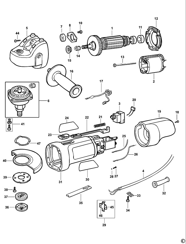 Black & Decker CD115 Type 2 Small Angle Grinder Spare Parts CD115