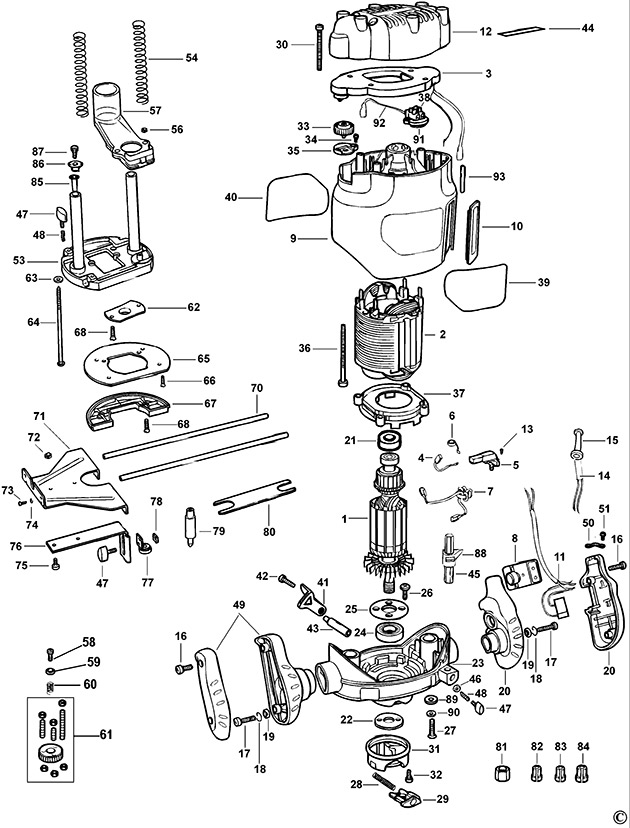 Black & Decker KW850E Type 1 Router Spare Parts KW850E