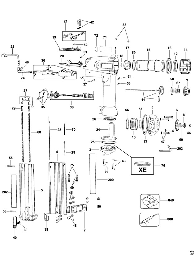 DeWalt D51238K Type 1 Brad Nailer 18 Gauge Spare Parts D51238K