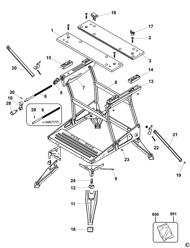 Black & Decker WM626 Type 11 Workmate Spare Parts WM626