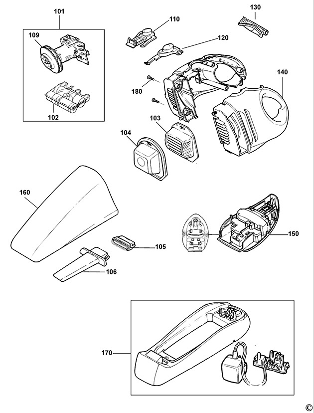 Black & Decker FV7201K Type H1 Floor Vac Spare Parts FV7201K