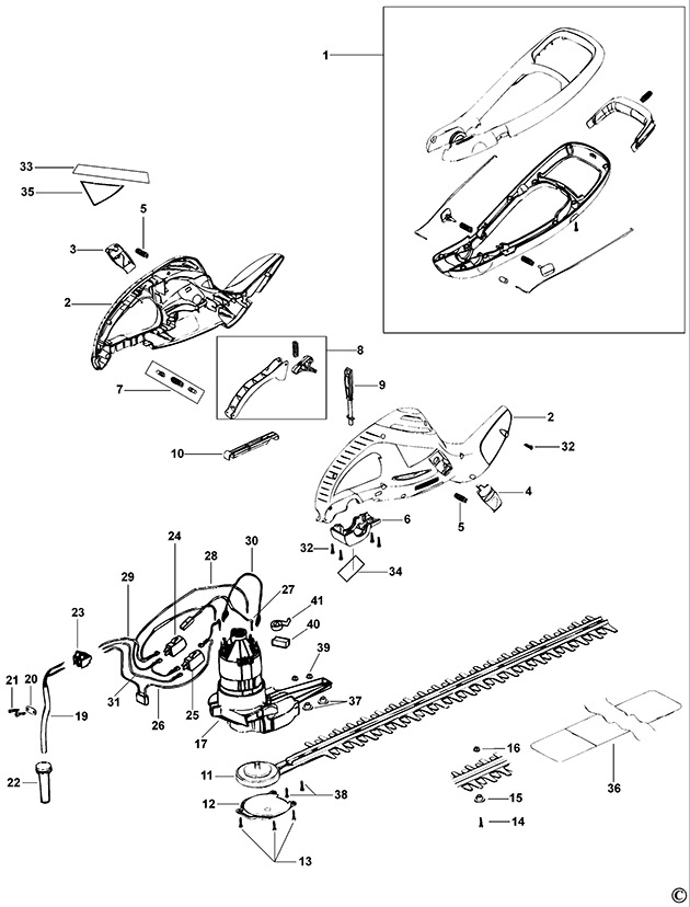 Black & Decker GT524 Type 1 Hedgetrimmer Spare Parts GT524