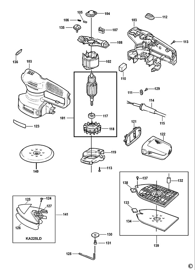 Black & Decker KA225 Type 2 Orbital Sander Spare Parts KA225