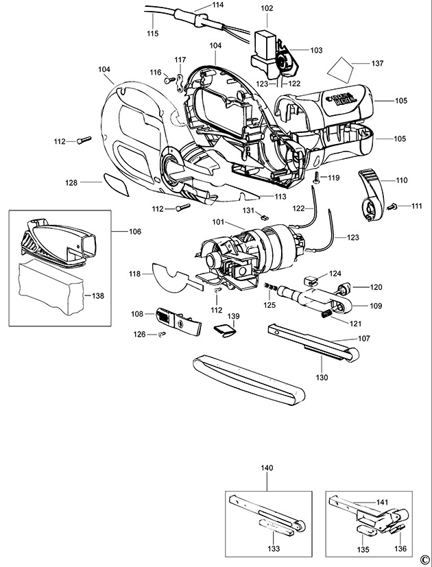 Black & Decker KA293E Type 2 Powerfile Spare Parts KA293E