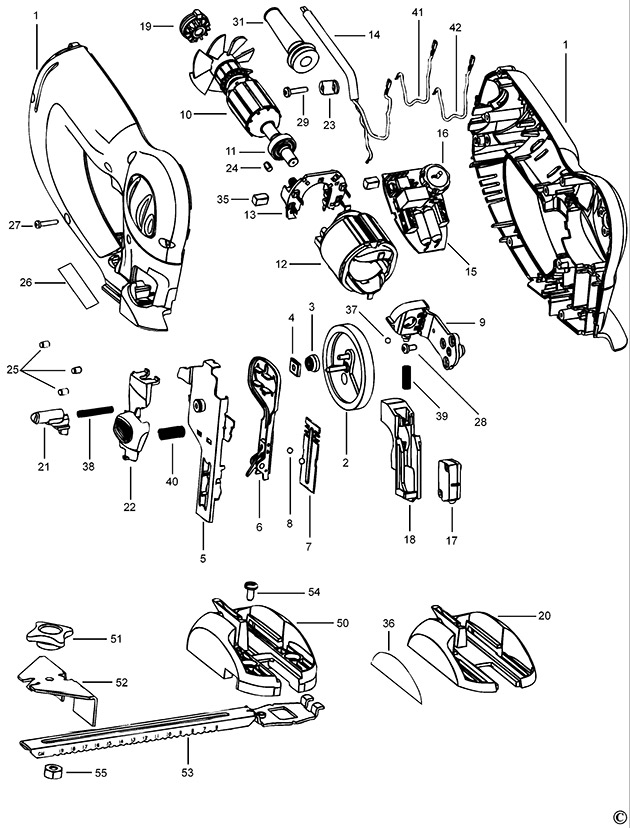 Black & Decker KS990EK Type 1 Jigsaw Spare Parts KS990EK