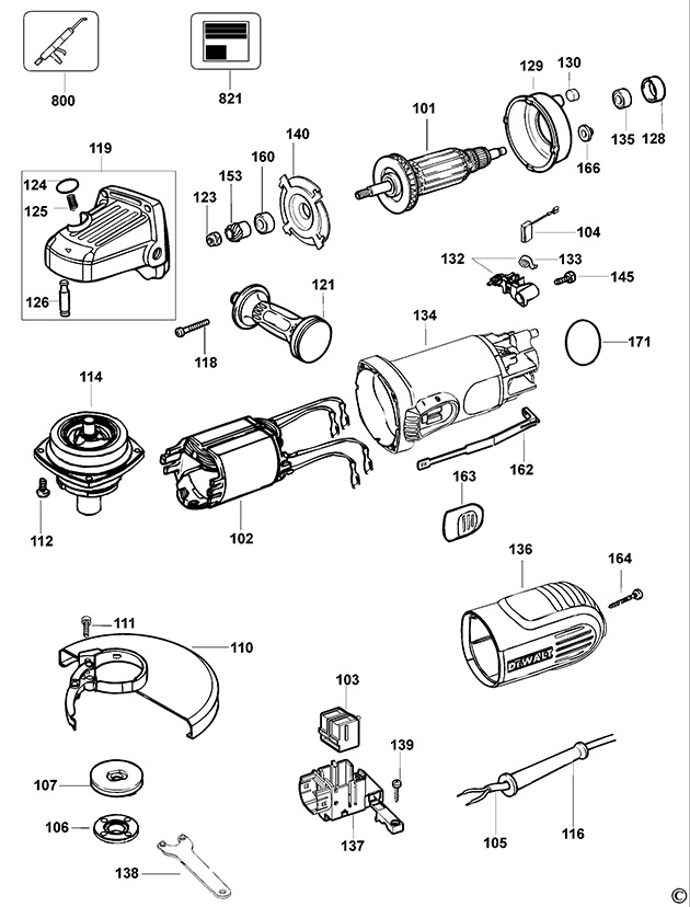 DeWalt D28154 Type 1 Small Angle Grinder Spare Parts D28154