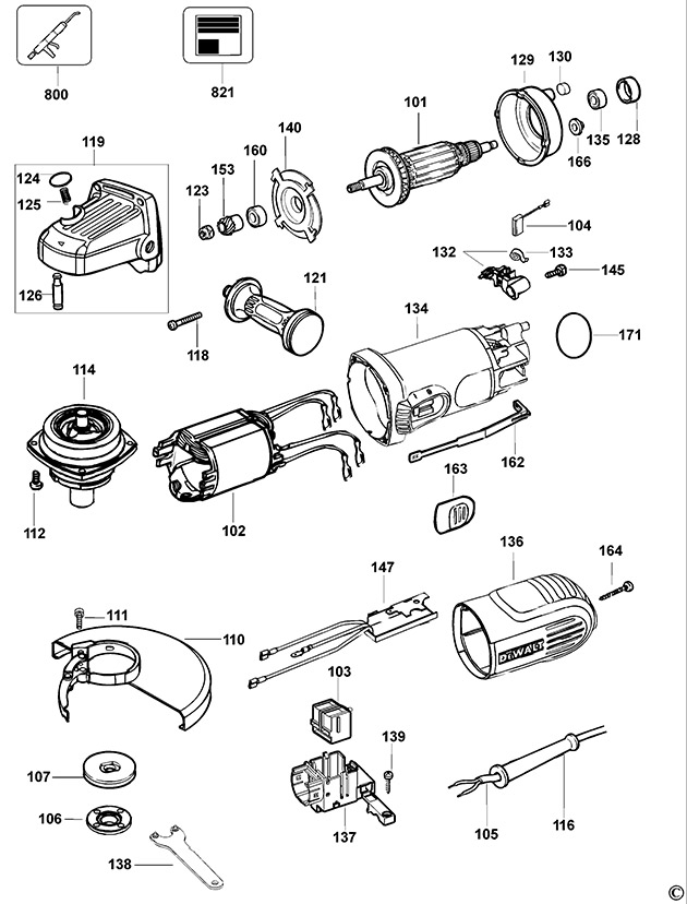DeWalt D28157 Type 1 Small Angle Grinder Spare Parts D28157