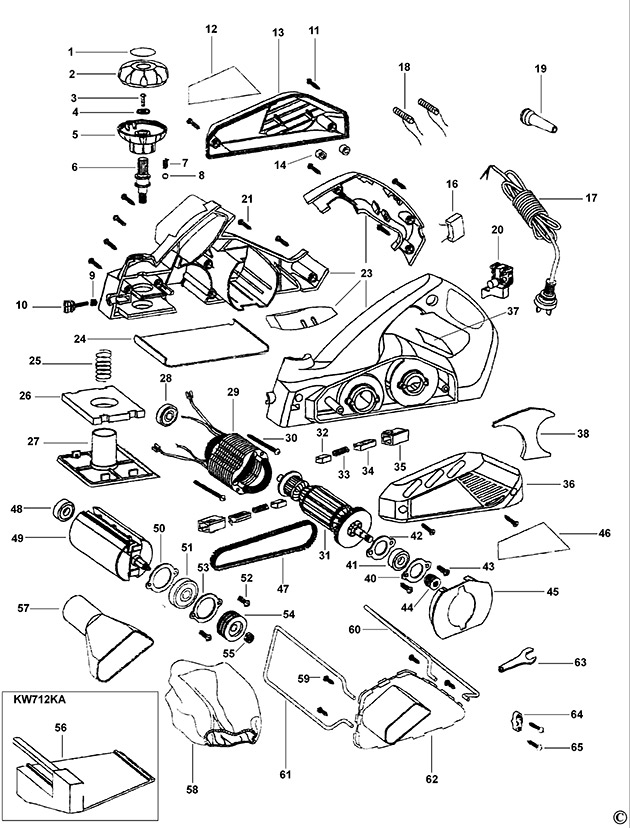 Black & Decker KW712 Type 1 Planer Spare Parts KW712