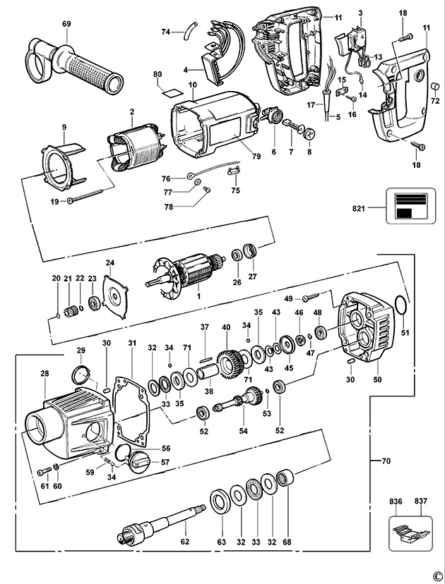DeWalt DW580EK Type 2 Diamond Drill Spare Parts DW580EK