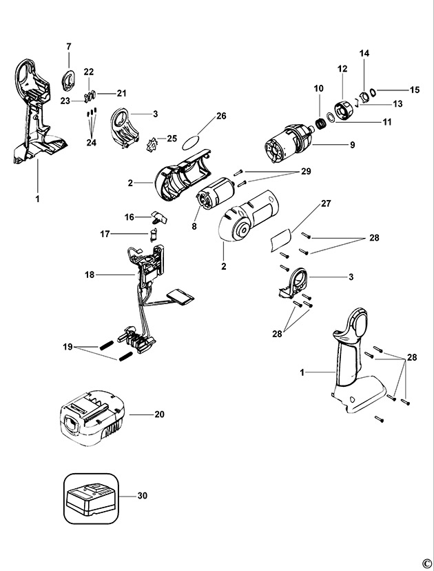Black & Decker HP9019K Type 1 Cordless Screwdriver Spare Parts HP9019K