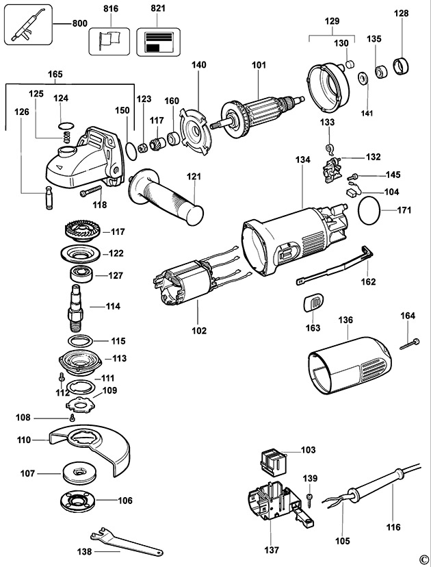 DeWalt DW824 Type 5 Small Angle Grinder Spare Parts DW824