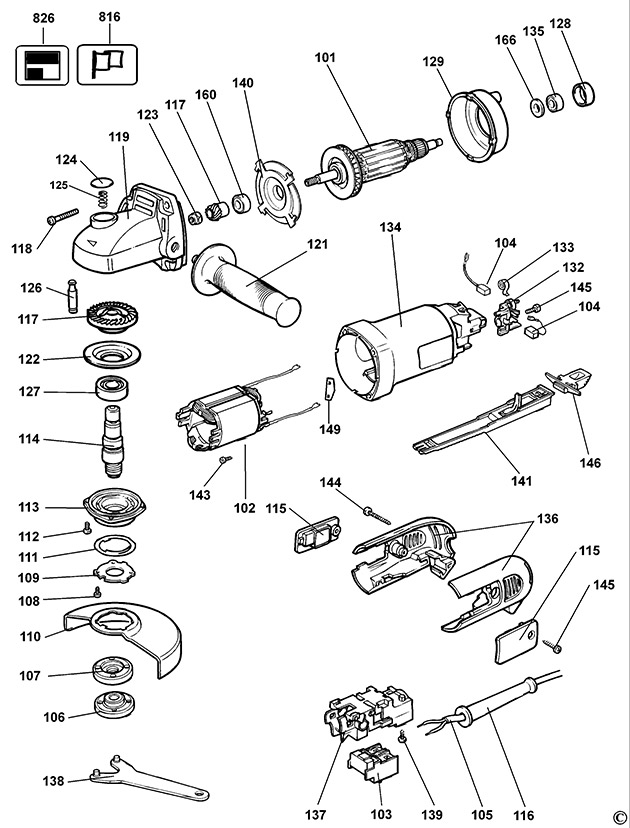 DeWalt DW806 Type 3 Angle Grinder Spare Parts DW806