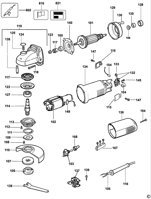 DeWalt DW810 Type 3 Angle Grinder Spare Parts DW810