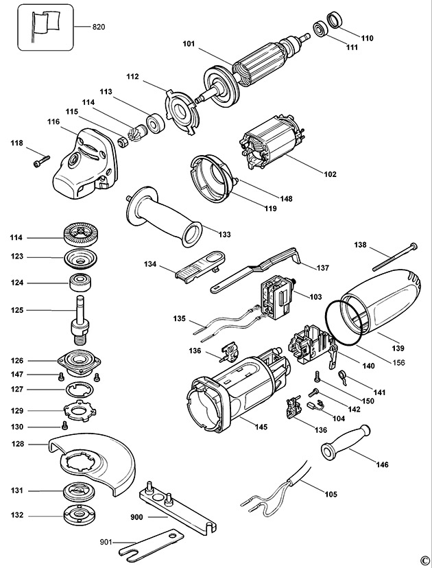 Black & Decker KG75 Type 4 Angle Grinder Spare Parts KG75