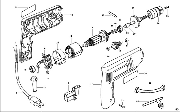 Black & Decker 7152 Type 1 - 2 Drill Spare Parts 7152