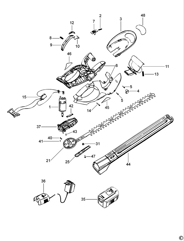 Black & Decker GTC2451 Type H1 C'less Hedgetrimmer Spare Parts GTC2451