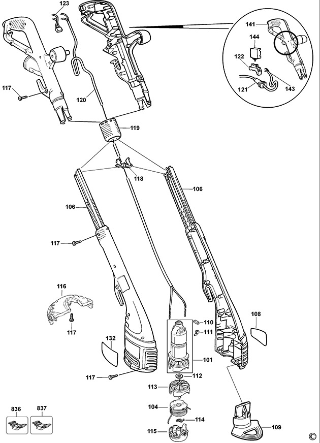 Black & Decker GL650SBC Type 1 String Trimmer Spare Parts GL650SBC