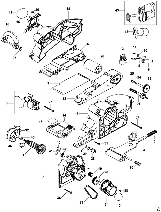 Black & Decker KA3000 Type 1 Belt Sander Spare Parts KA3000