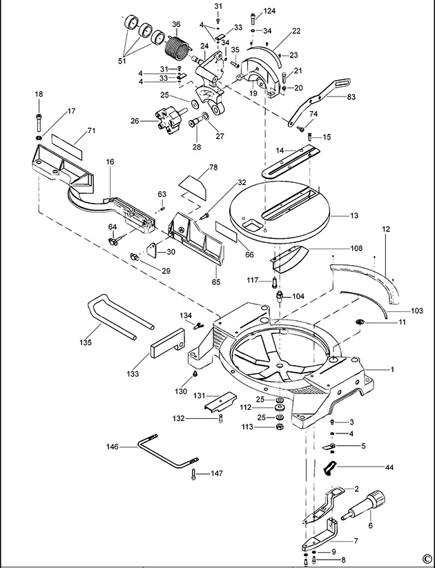 Black & Decker XTS100 Type 1 Mitre Saw Spare Parts XTS100