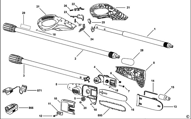 Black & Decker GPC1800NM Type H2 Pruner Spare Parts GPC1800NM