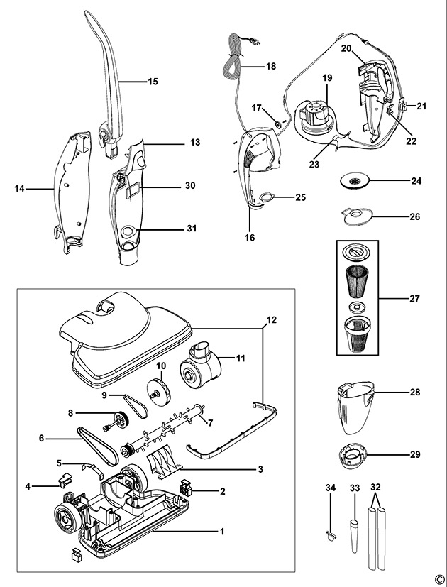 Black & Decker FV850 Type 1 Stick-vac Spare Parts FV850