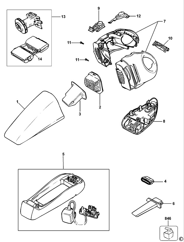 Black & Decker WV7215 Type H1 Dustbuster Spare Parts WV7215