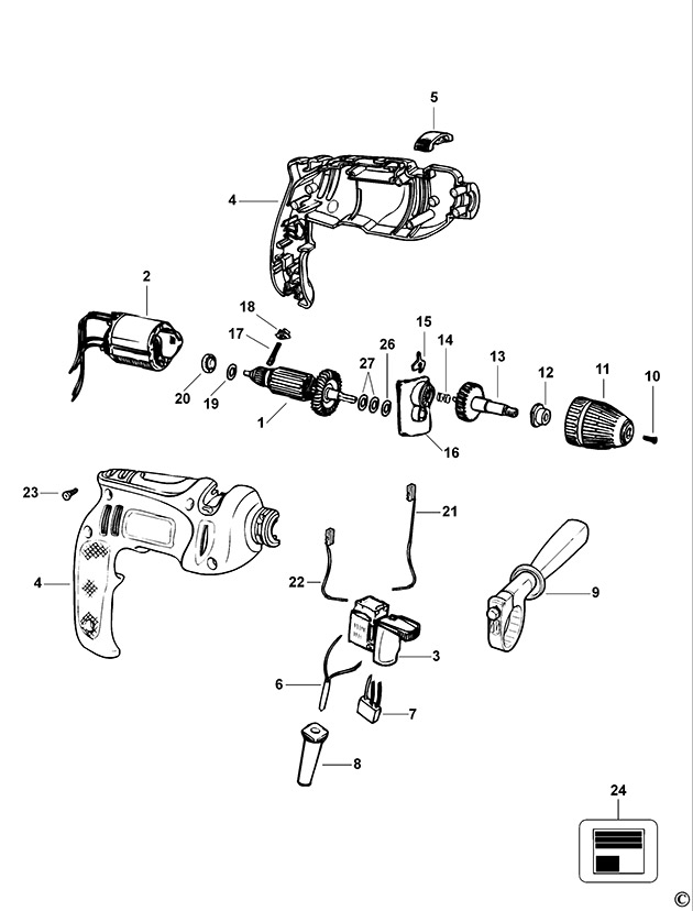 Black & Decker FR003 Type 1 Hammer Drill Spare Parts FR003