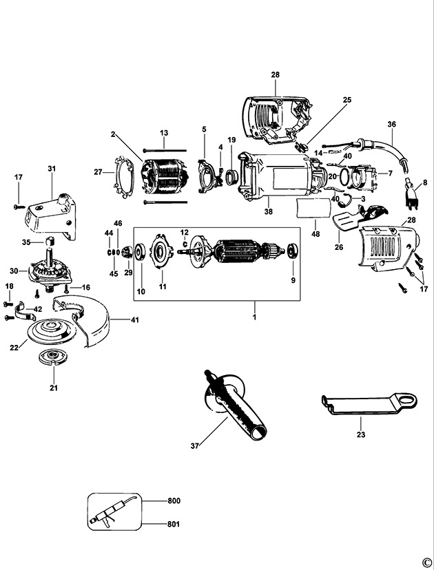 DeWalt DW402 Type 1 Small Angle Grinder Spare Parts DW402