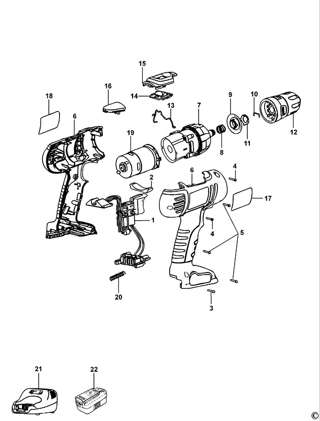 Black & Decker HP126F Type 2 Cordless Drill Spare Parts HP126F