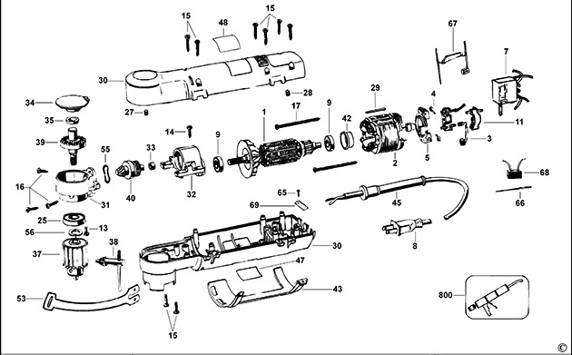 DeWalt D21160 Type 1 Right Angle Drill Spare Parts D21160